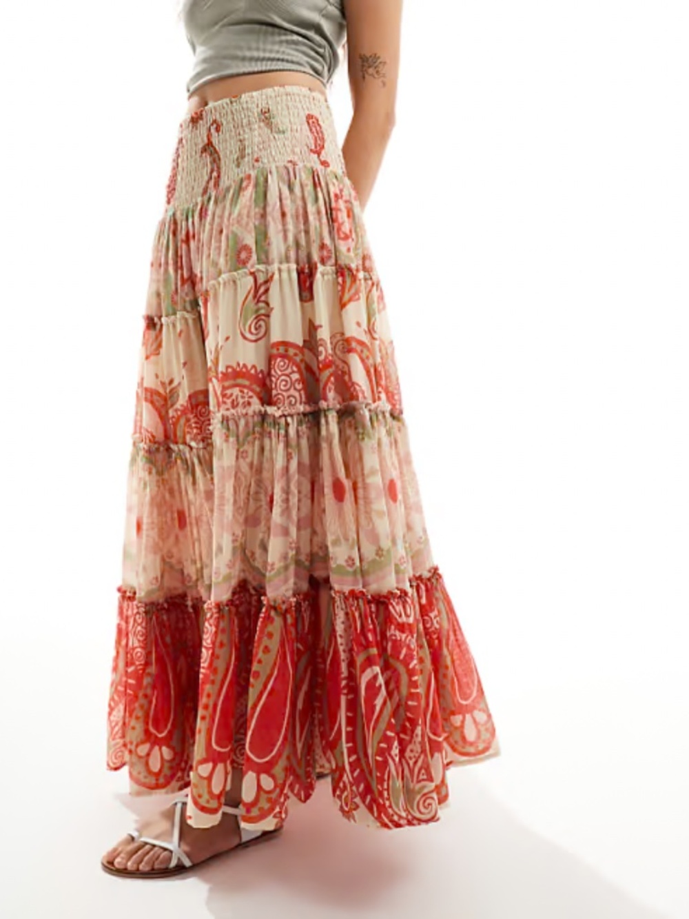 Free People super thrills paisley boho maxi skirt in multi - size small - NWT - Picture 3 of 7